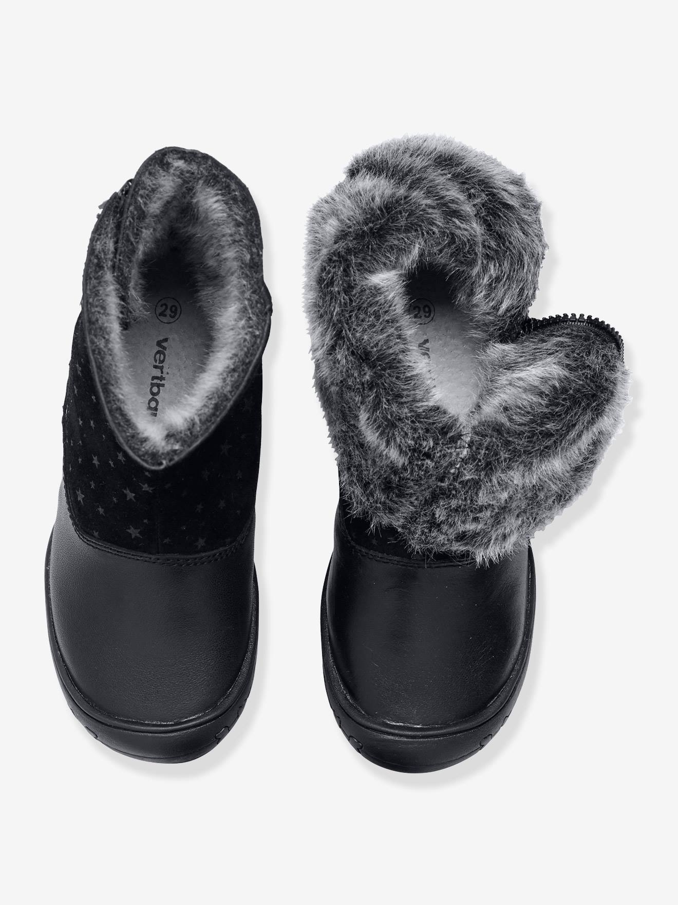 Mi-bottes cuir fille noir