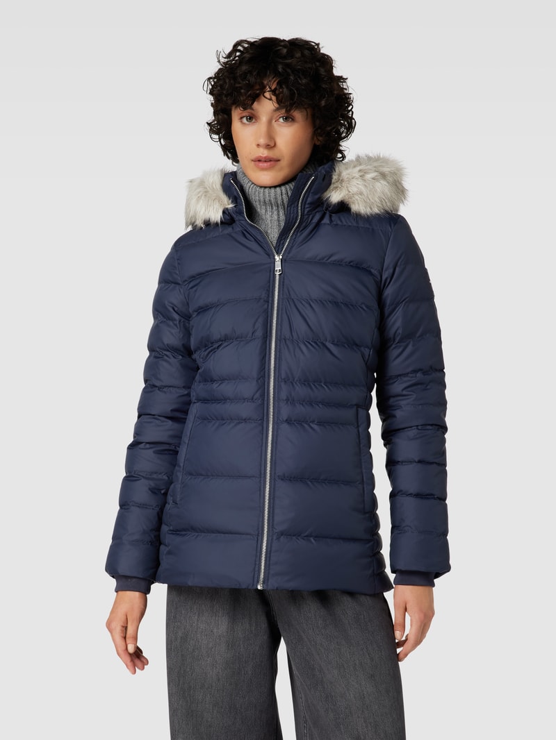 Steppjacke mit Kapuze in marineblau