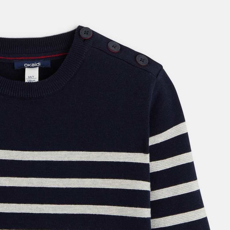 Pull marin en tricot bleu garçon