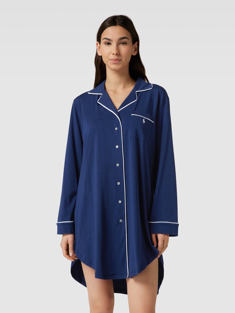 Schlafshirt mit Brusttasche in marineblau
