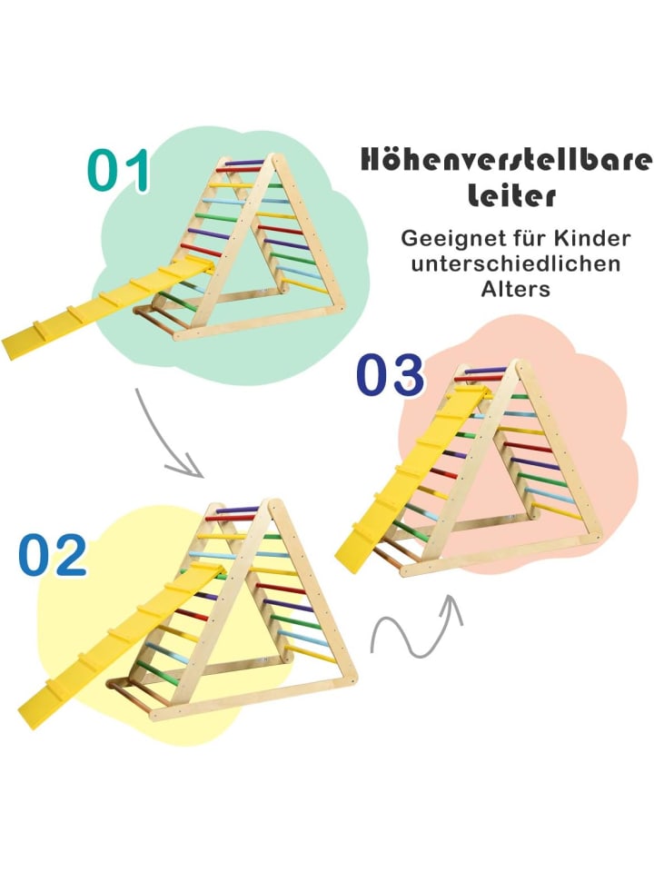COSTWAY 2-in-1 Kletterdreieck in Bunt günstig kaufen 70x120 cm