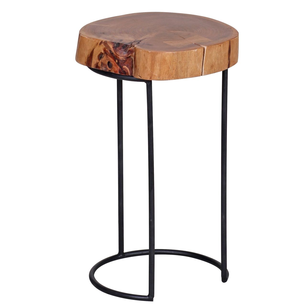 Wohnling Akazie Beistelltisch 28 x 28 x 45 cm in Baumstammform Neu