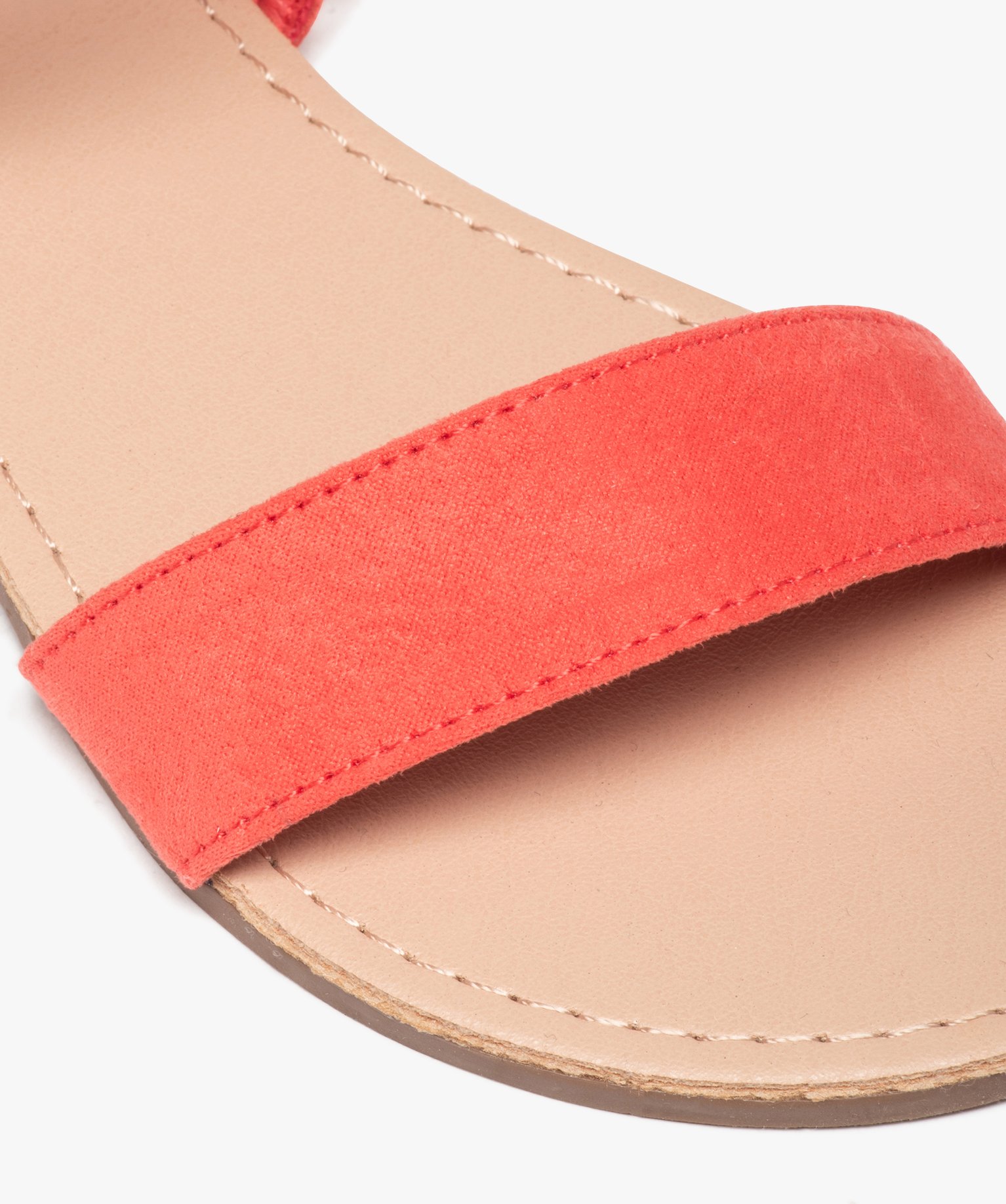 Sandales fille à brides en suédine unie rose | GEMO
