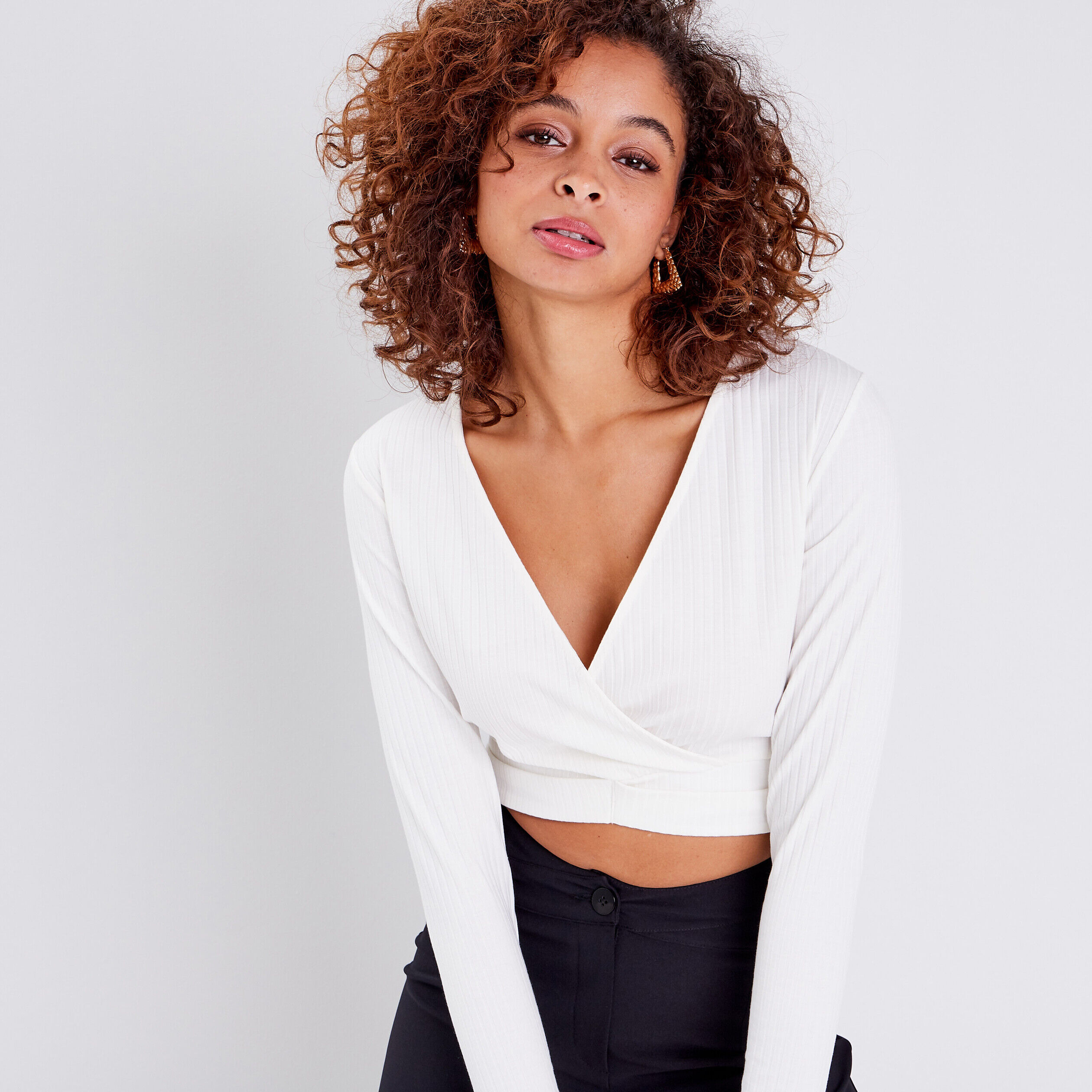 T-shirt manches longues ecru femme | Cache Cache