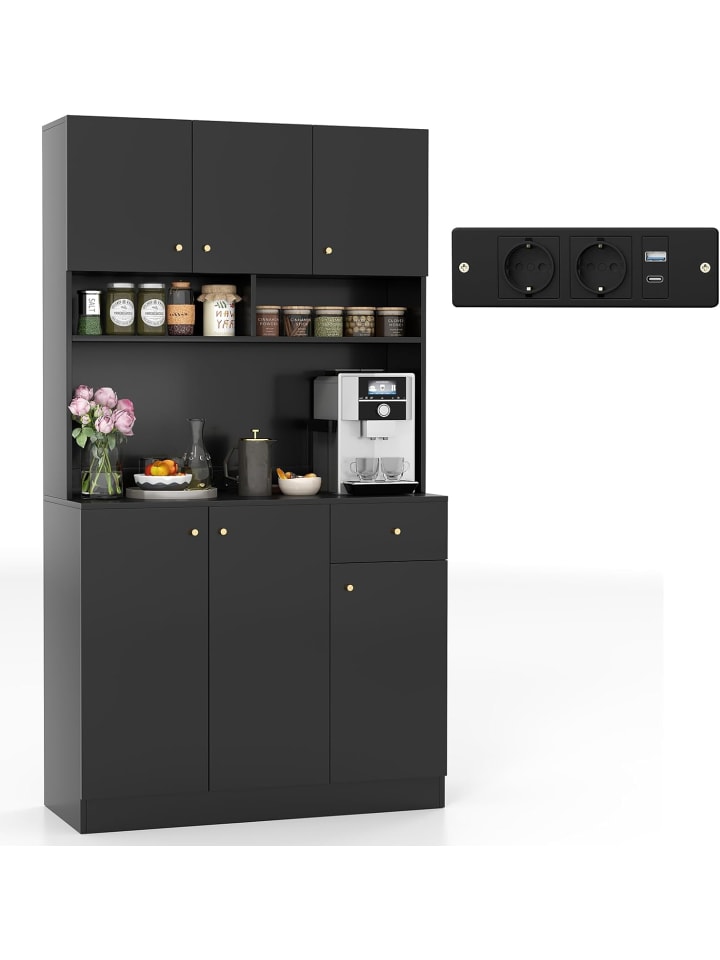 COSTWAY Küchenschrank Holz 100x40x181cm in Schwarz günstig kaufen onesize