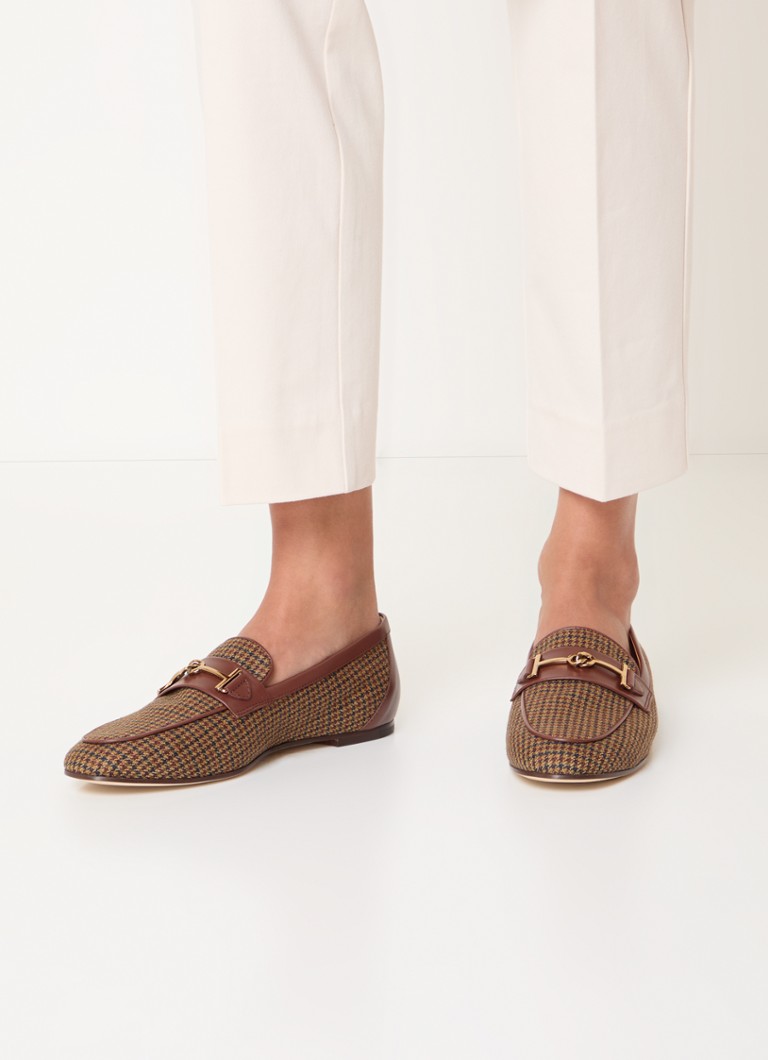 Tod's loafer with houndstooth pattern and leather details