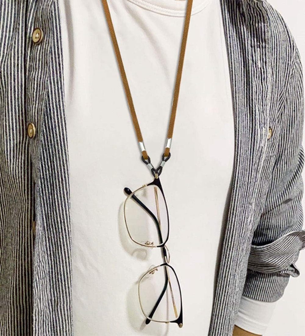 Ronner UG Brillenkette 3 Stück Brillenband aus Leder, Universal Brillenbänder Brillenkette