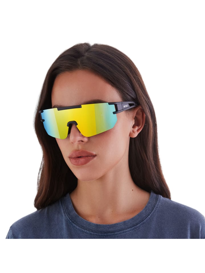 YEAZ SUNSPARK Sport-Sonnenbrille Black/Golden Green in gelb günstig kaufen onesize