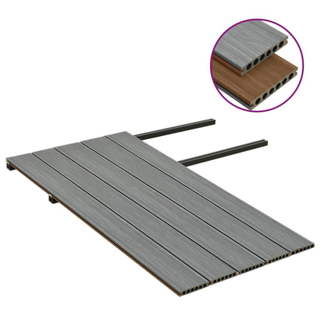 Teppichboden WPC Terrassendielen mit Zubehör Braun und Grau 10 m² 2,2 m, vidaXL