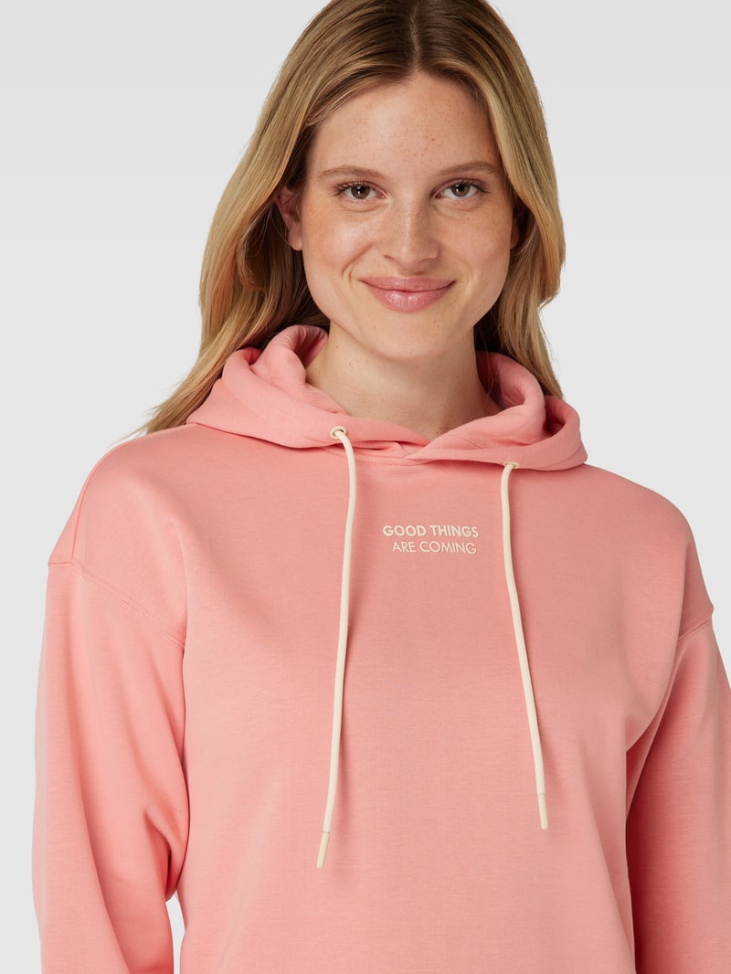 Hoodie mit Tunnelzug in koralle