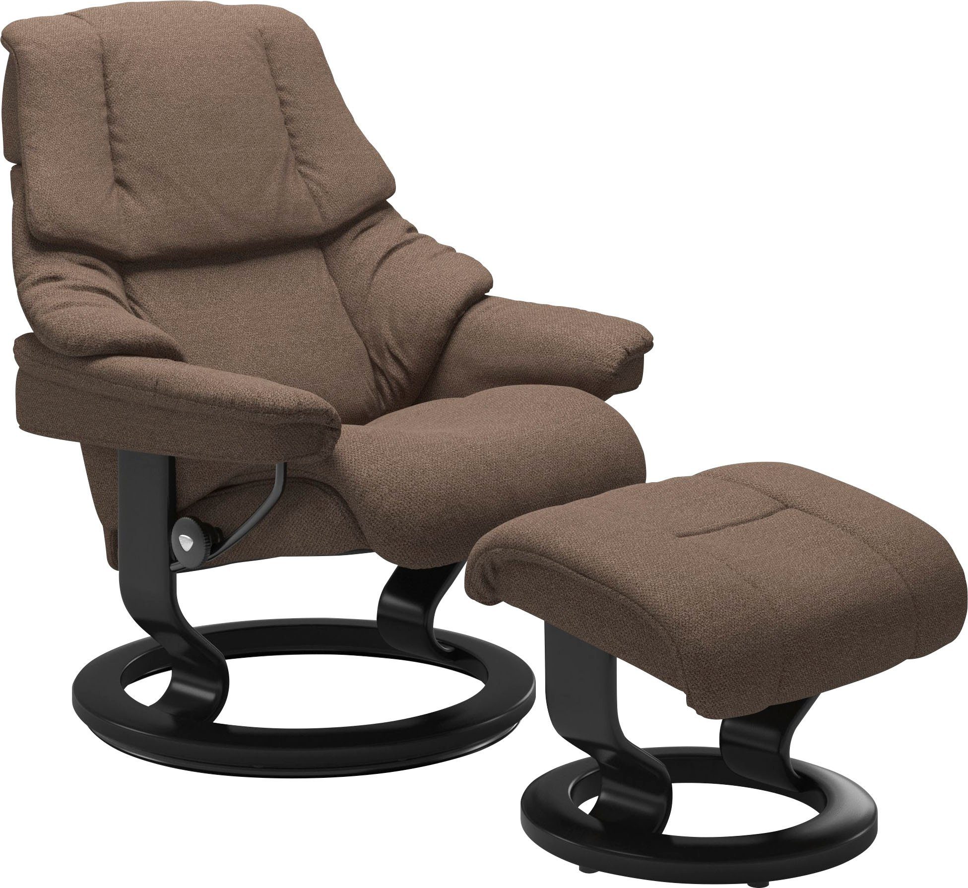 Stressless® Relaxsessel Reno (Set, Relaxsessel mit Hocker), mit Hocker, mit Classic Base, Größe S, M & L, Gestell Schwarz