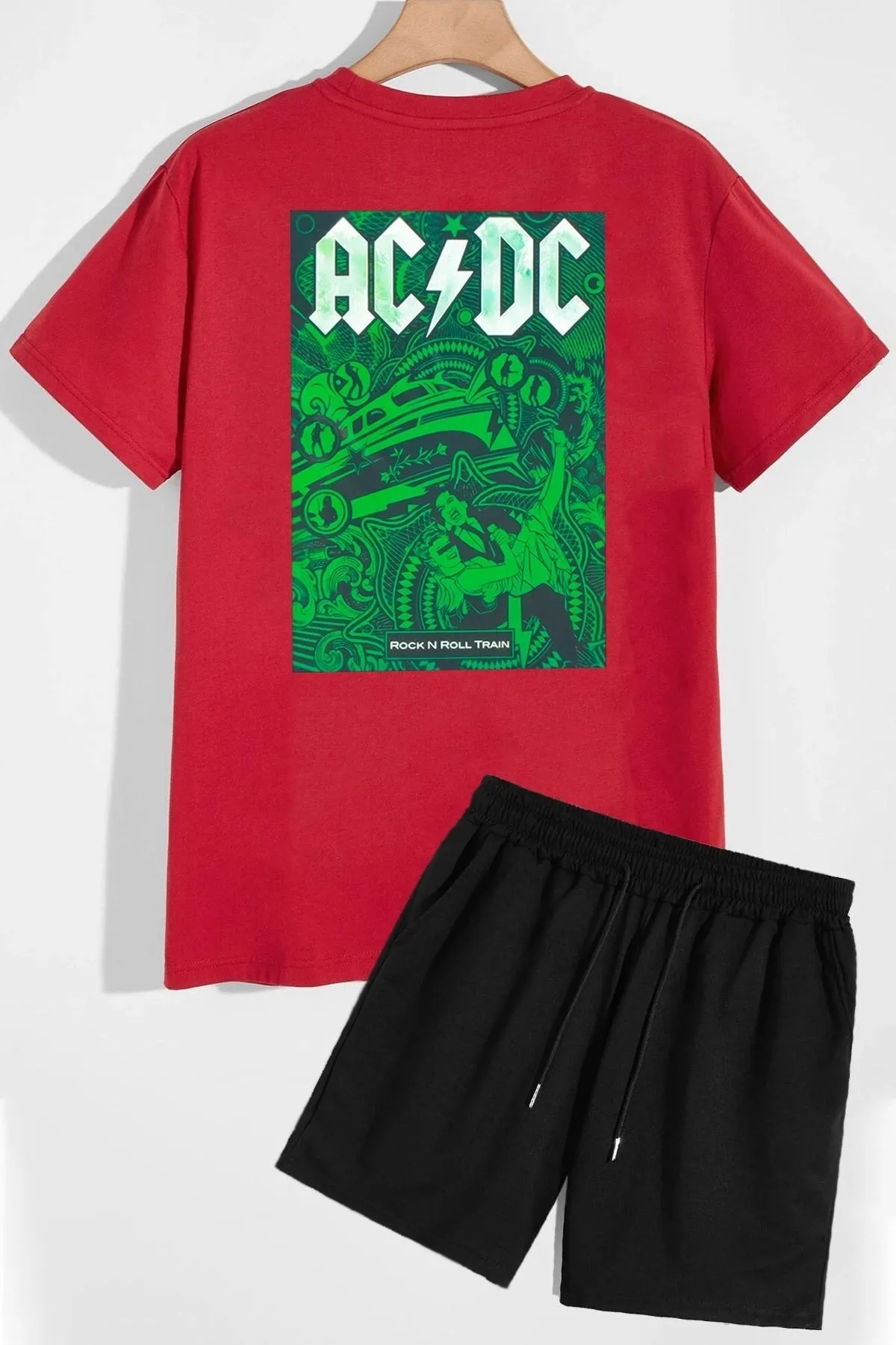 trendypassion  Acdc Shorts T-Shirt-Trainingsanzug-Set