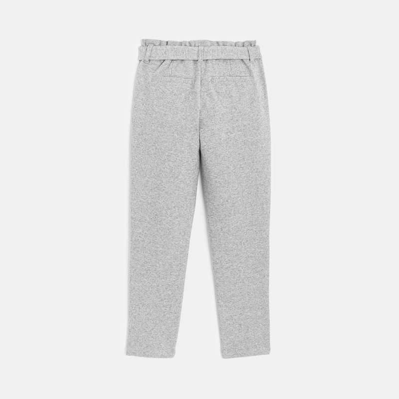 Pantalon chino ceinturé gris fille