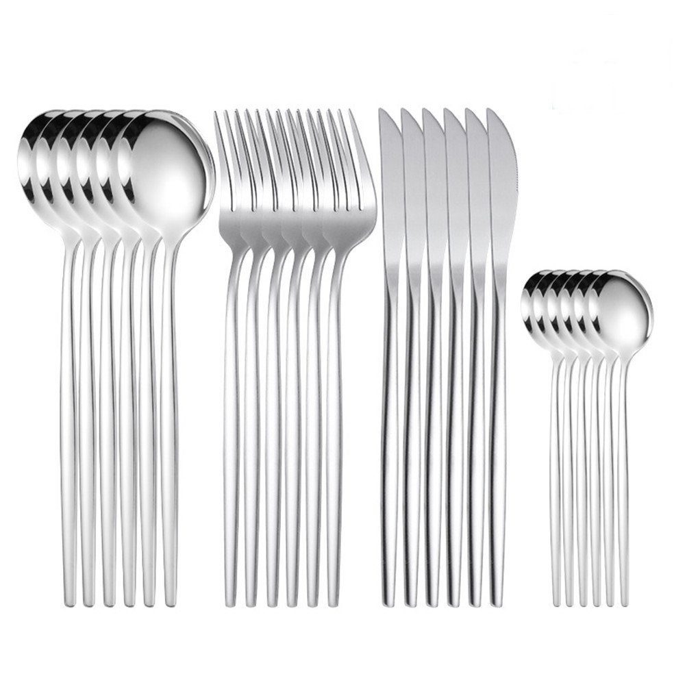 Coisini Besteck-Set 24/60tlg. Edelstahlbesteck Messer Gabel Löffel Set Spülmaschinenfest