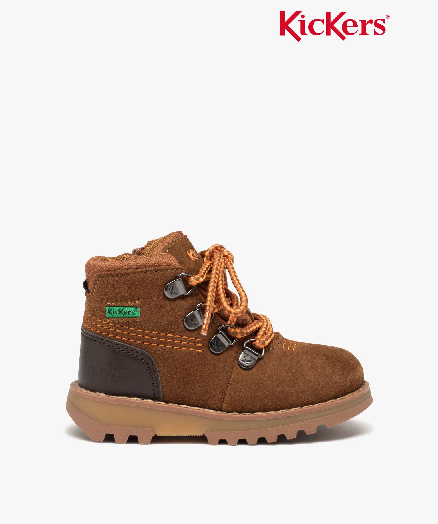 Boots Garçon dessus en cuir uni imperméable - Kickers marron | GEMO