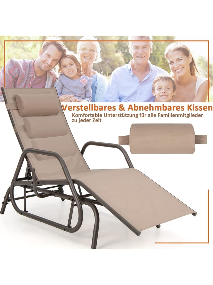COSTWAY Sonnenliege mit Schaukelfunktion in Braun günstig kaufen onesize