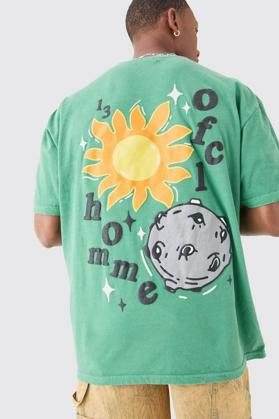 Oversize T-Shirt mit floralem Space-Print