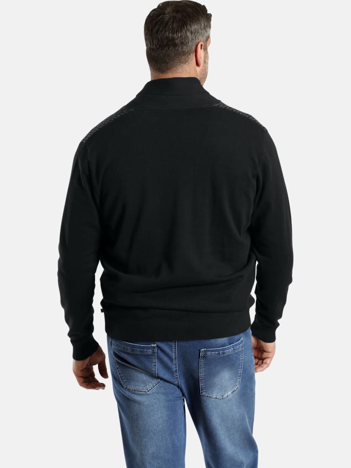 Charles Colby Strickjacke DUKE RONAN in schwarz gemustert günstig kaufen XXL