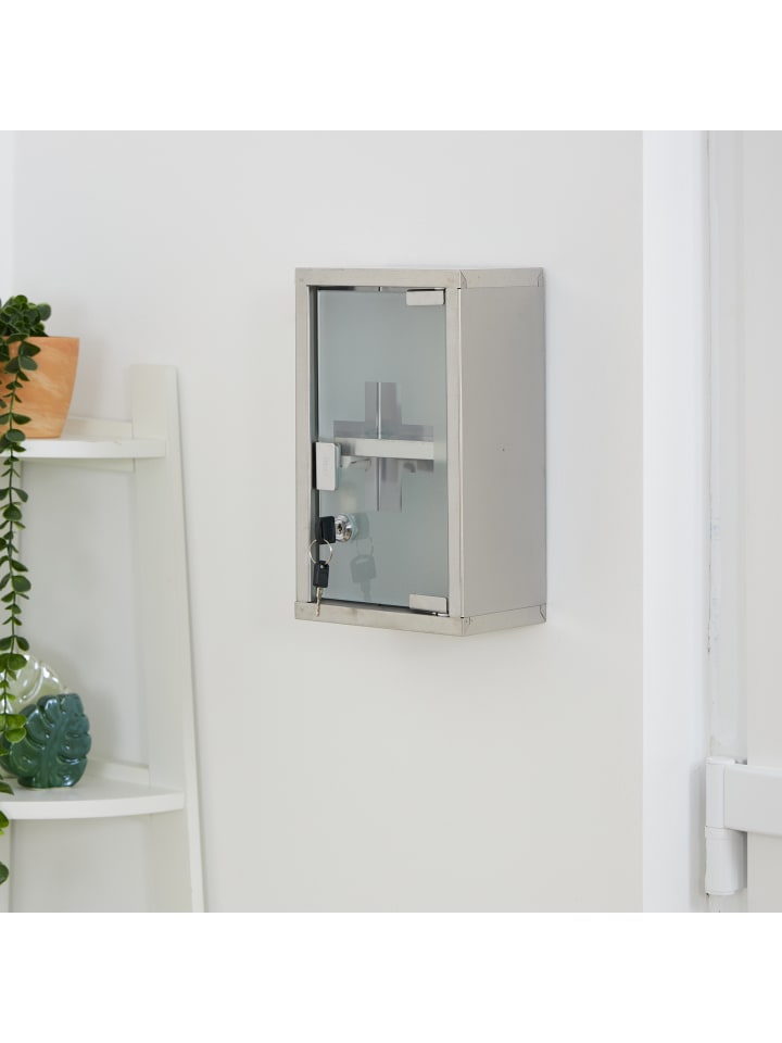 relaxdays Medizinschrank in Silber - (B)18 x (H)30 x (T)12 cm günstig kaufen onesize