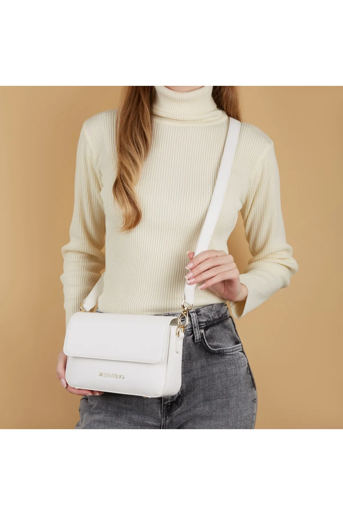 1'ASLAN  Valentino Bags Zero Damen Umhängetasche Weiß Vbs7b303bianco