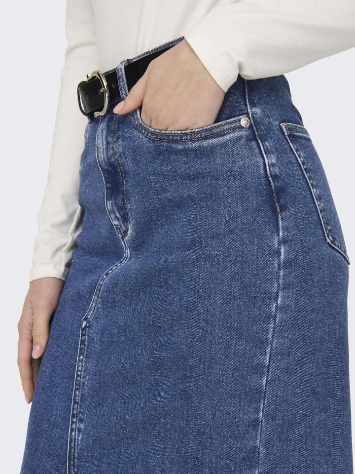 ONLY Jeansrock mit Schlitz und fünf Taschen in Blau-3 günstig kaufen