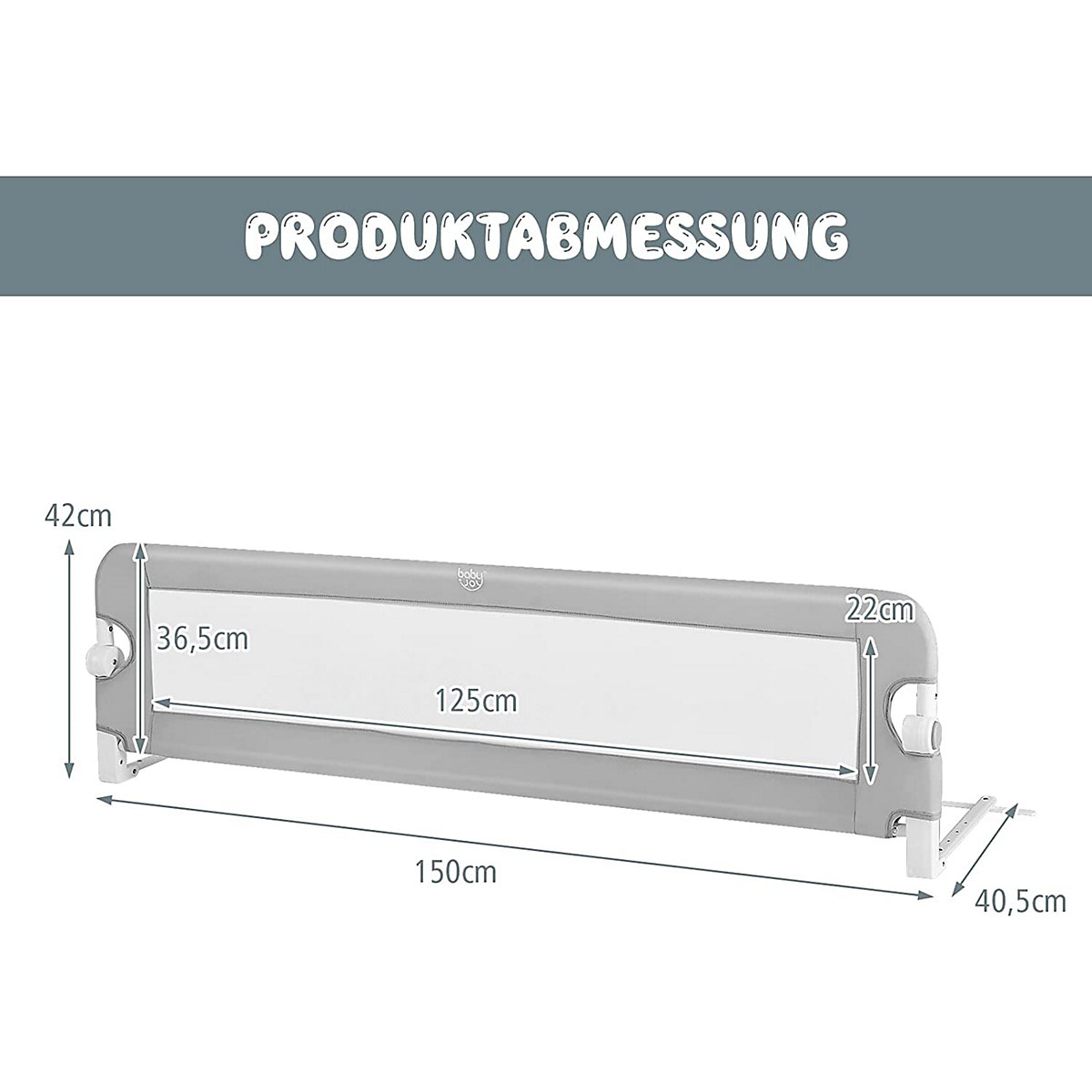 Bettschutzgitter klappbar 150 cm mit Verbindungsriemen