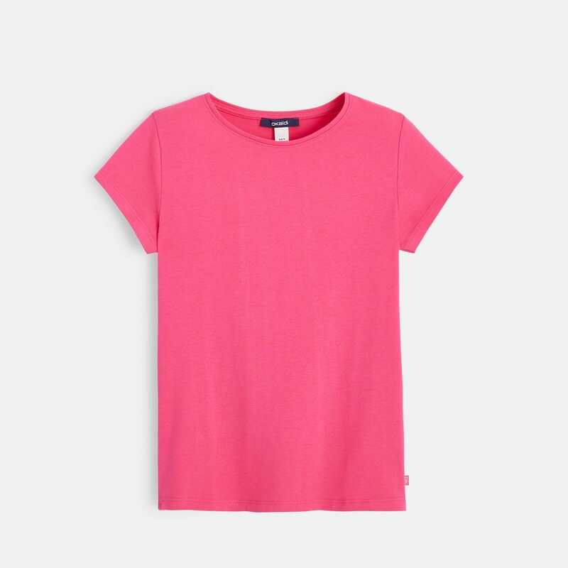 T-shirt manches courtes uni rose fille