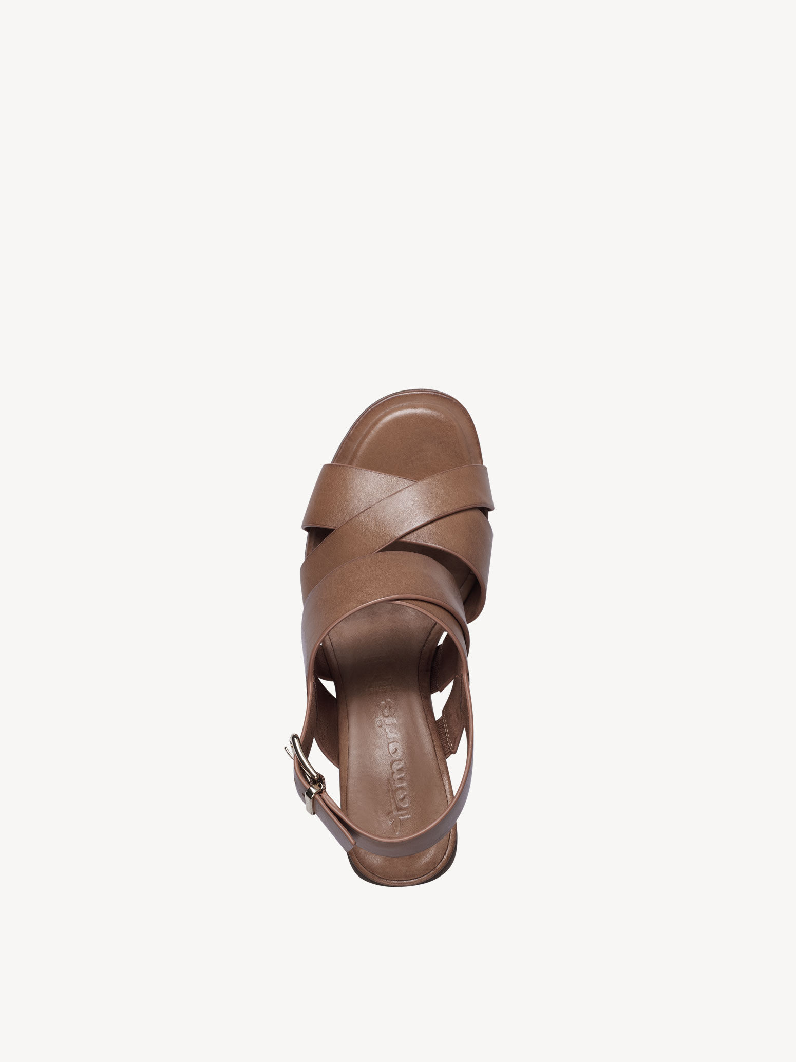 Sandale à talon en cuir - marron