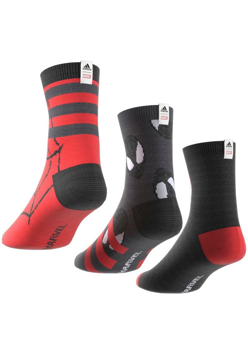 adidas Performance Sportsocken MARVEL SPIDERMAN CREW SOCKEN, 3 PAAR (3-Paar)