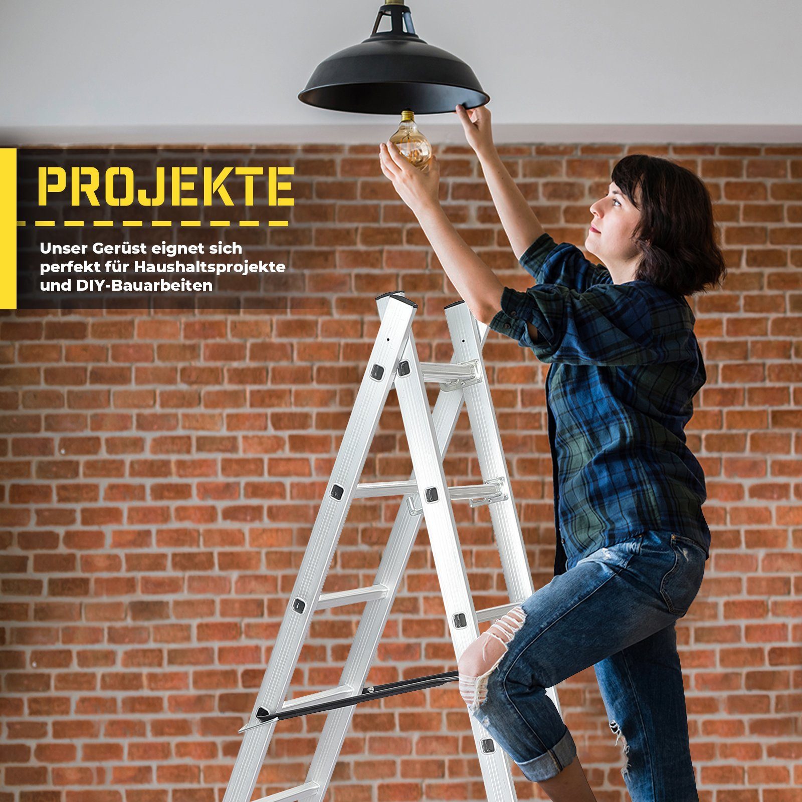 TIMBERTECH Gerüst Baugerüst- 4 in 1 Arbeitshöhe max 280 cm, bis zu 150 kg Belastbar