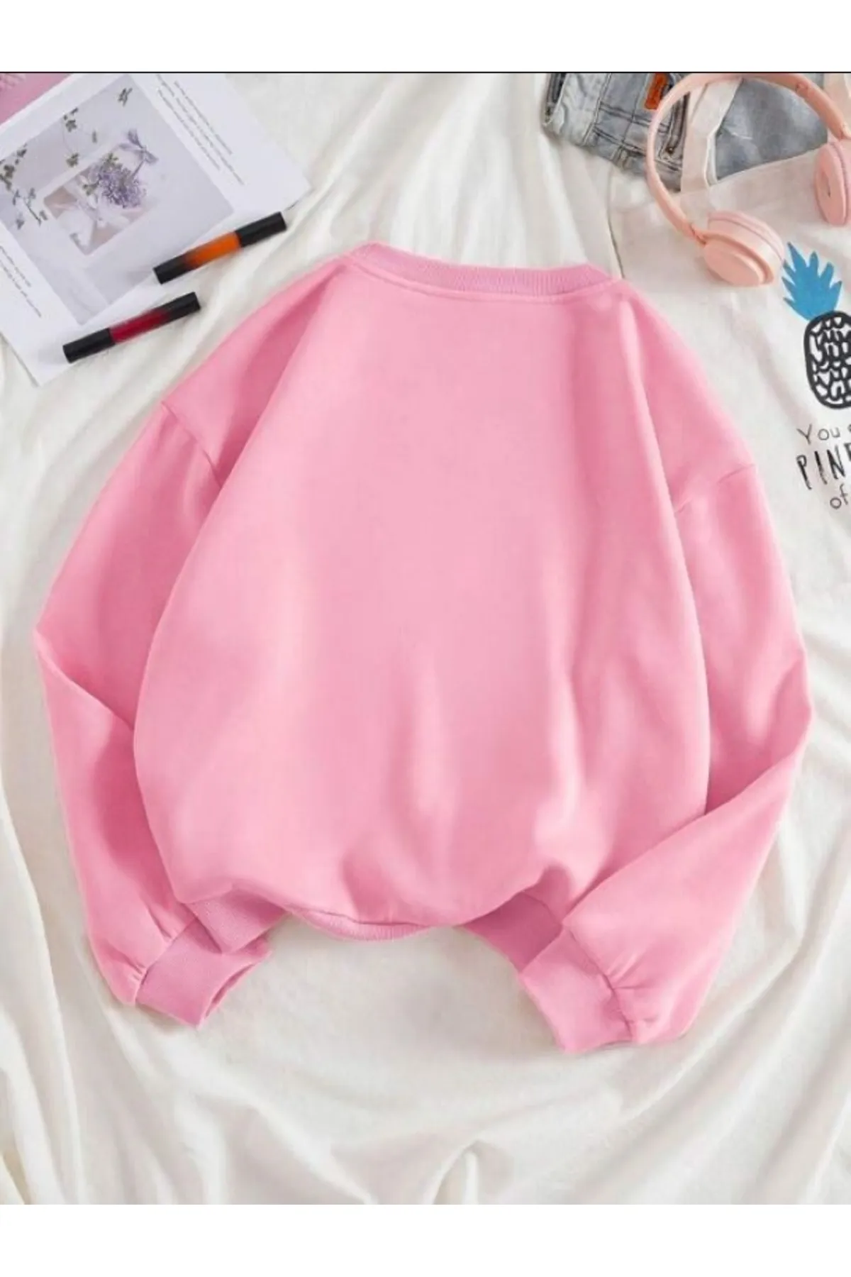 Know  Rosafarbenes, einfarbiges Damen-Sweatshirt mit Rundhalsausschnitt