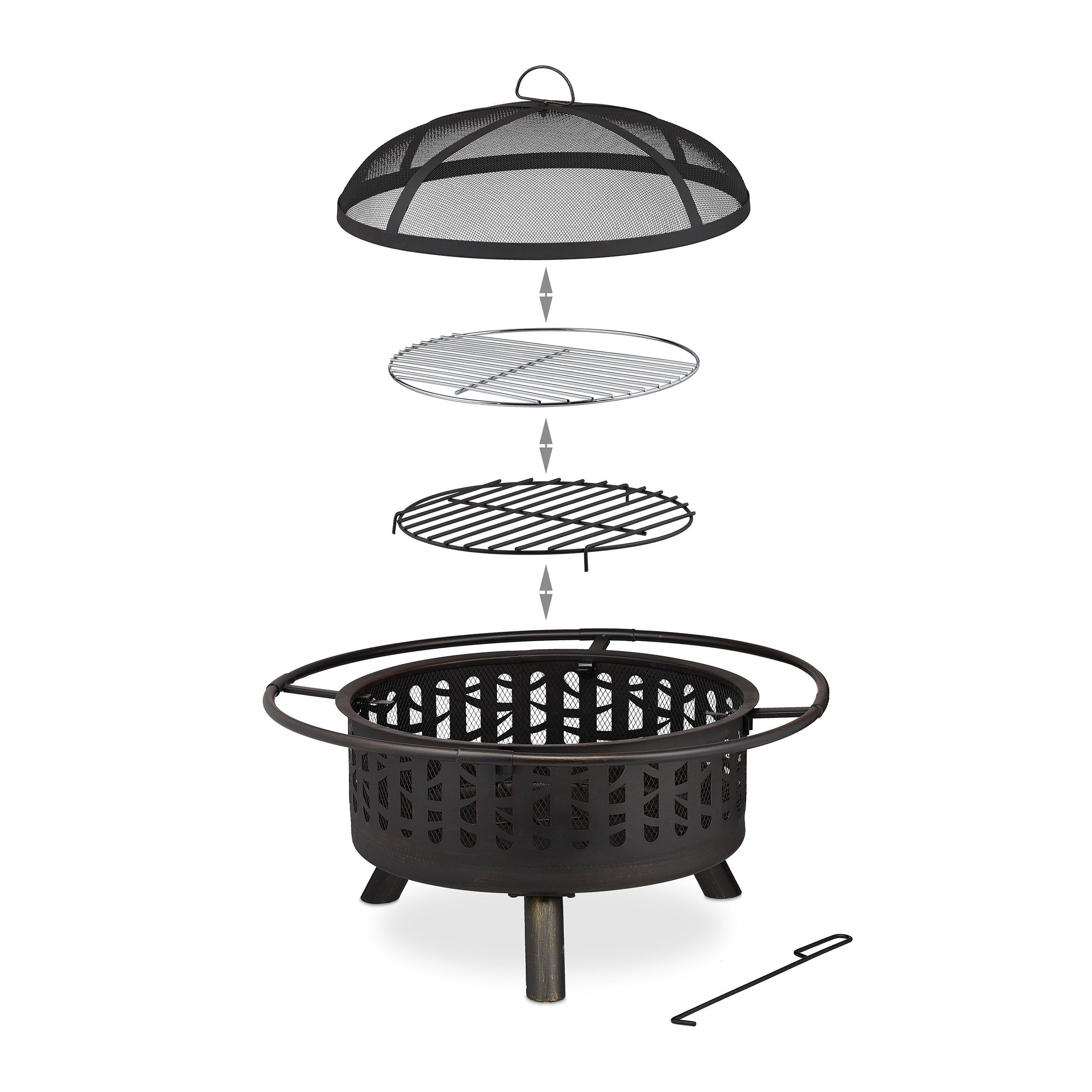 relaxdays Feuerschale Feuerschale mit Grillrost