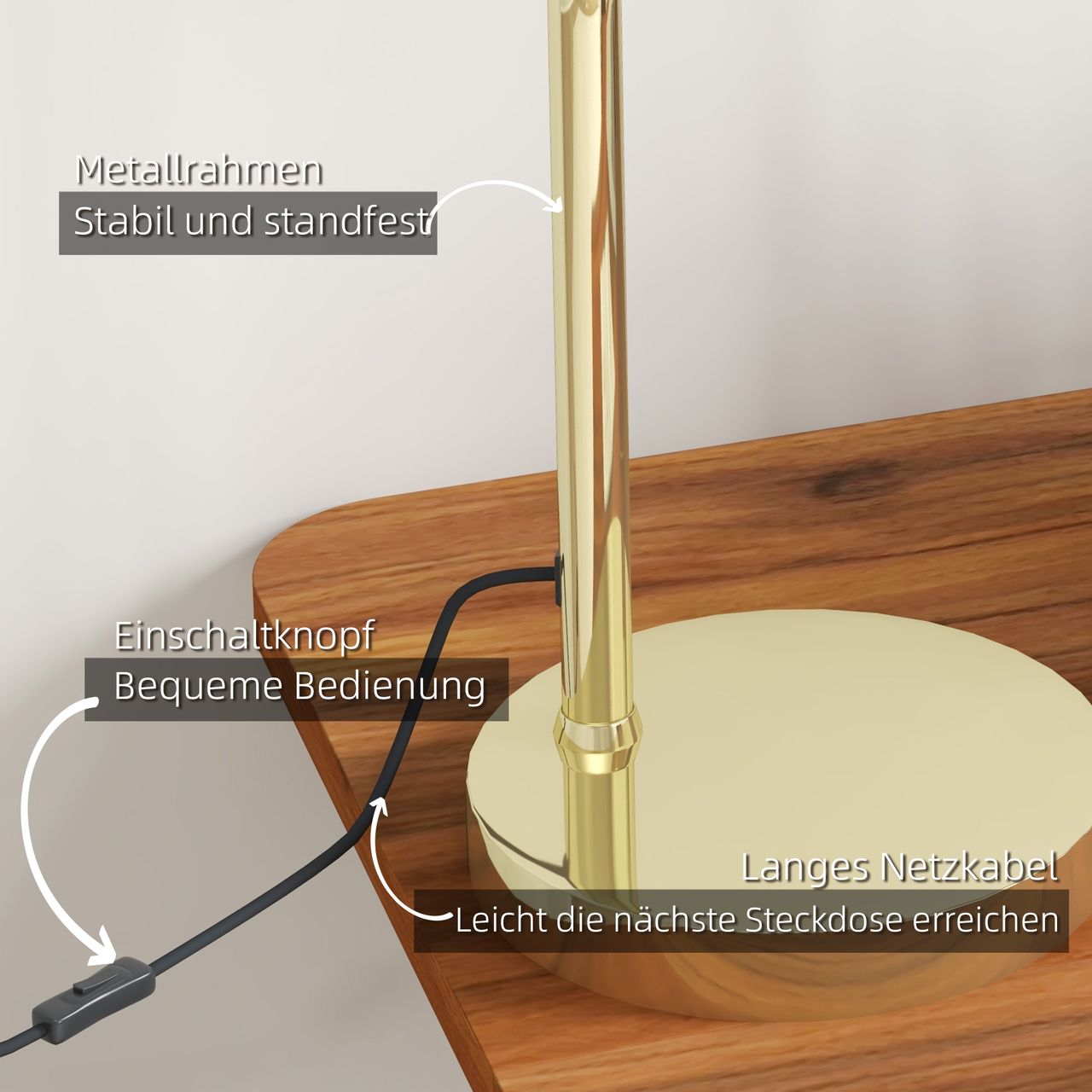HOMCOM Tischleuchte Tischlampe mit E14 Fassung 40W Nachttischlampe mit LED-Birne