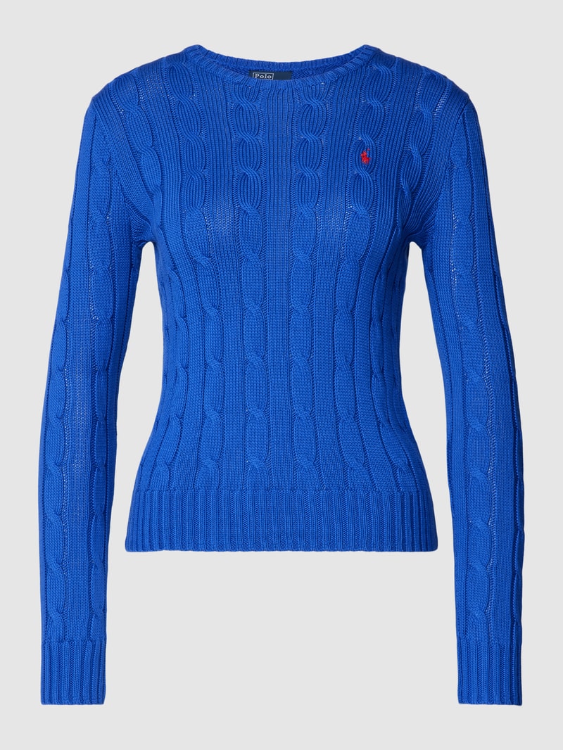 Strickpullover mit Zopfmuster Modell 'JULIANNA' in royalblau