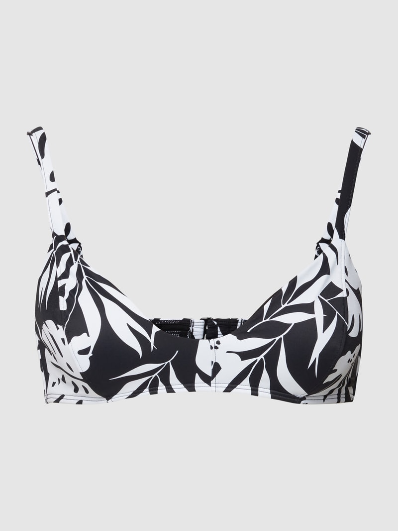 Bikini-Oberteil mit Allover-Muster Modell 'LOVE THE ALOHA' in schwarz