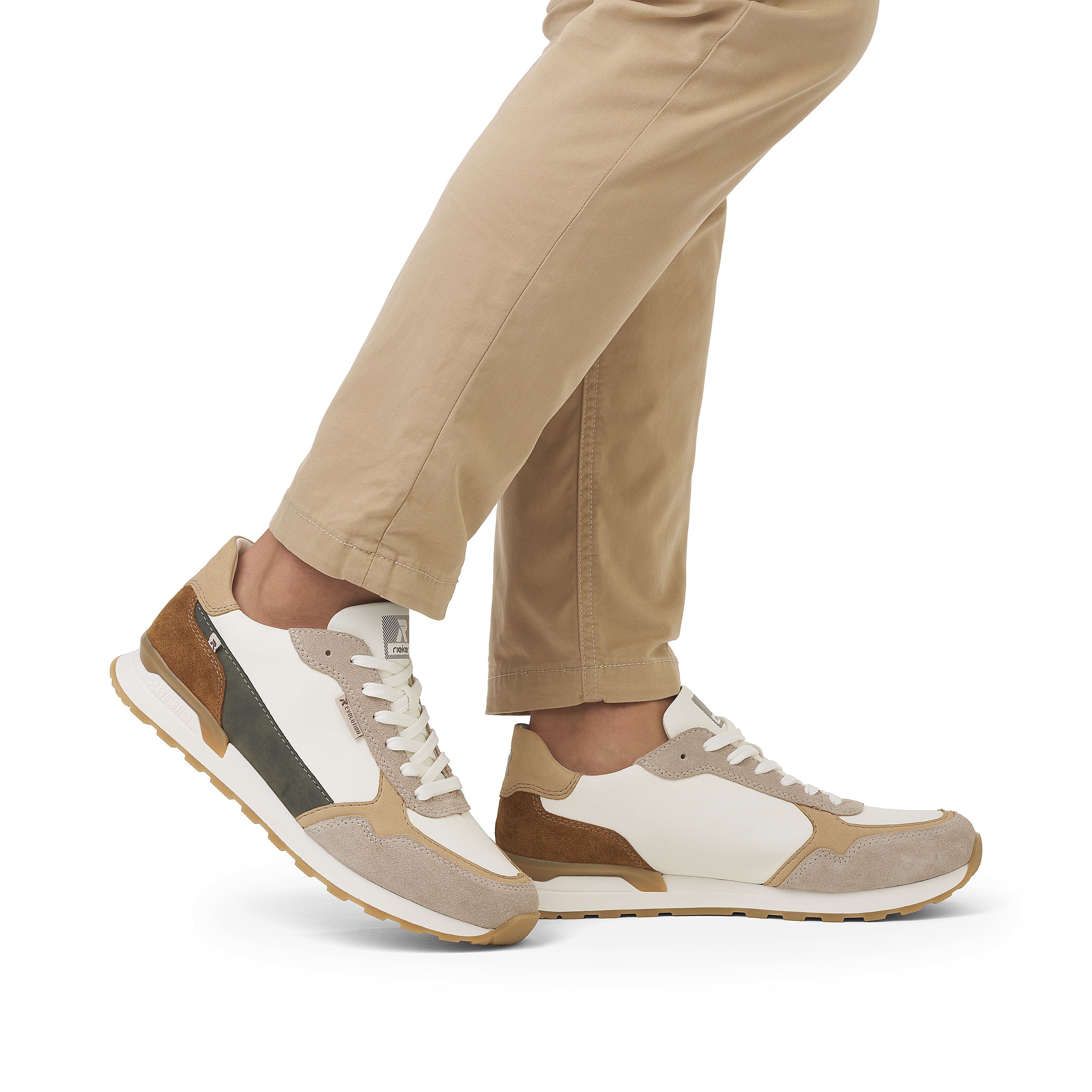 Rieker Herren Sneaker Low sand-beige swan-white