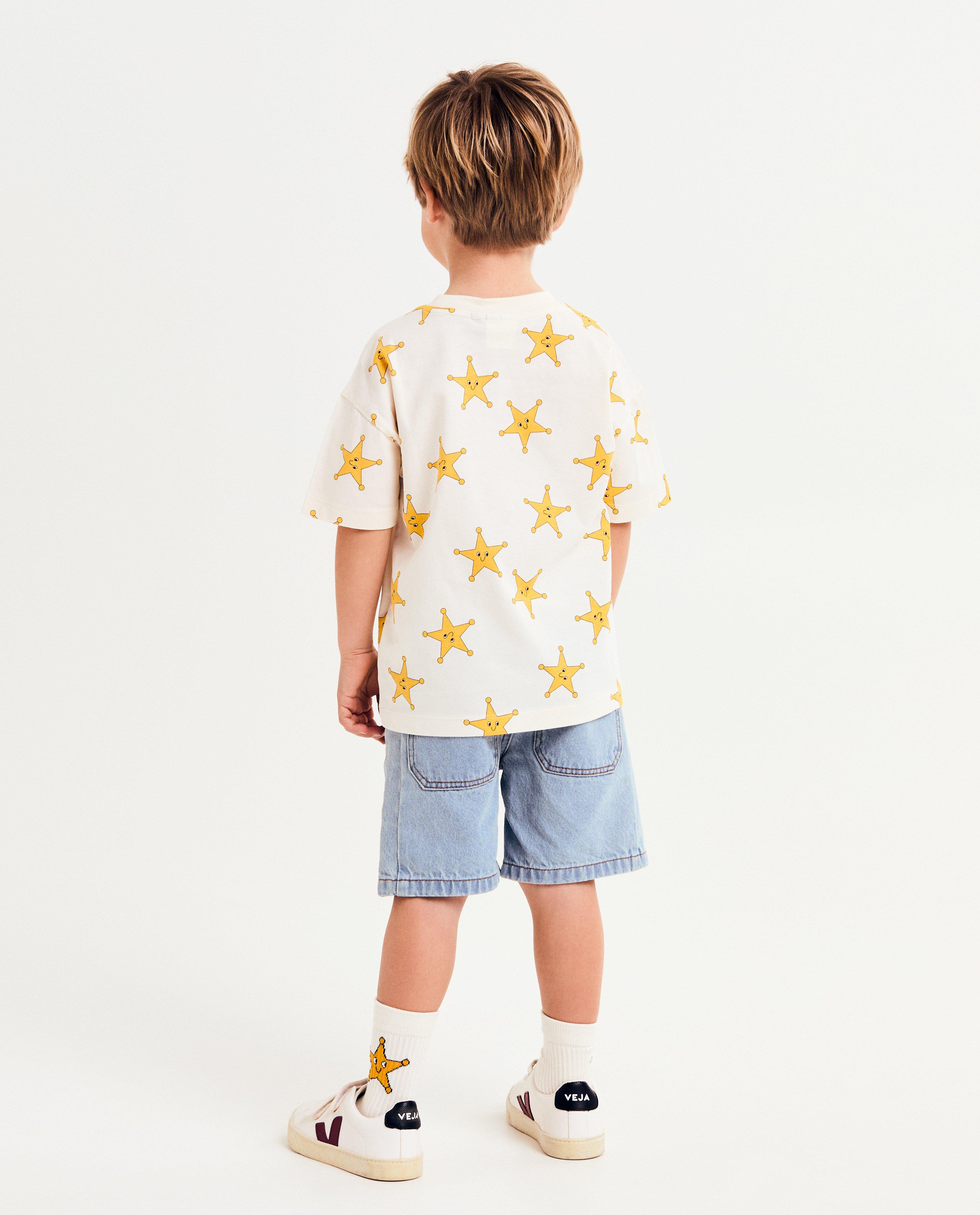 Fred + Ginger csillagmintás póló, unisex, 92-128 fehér