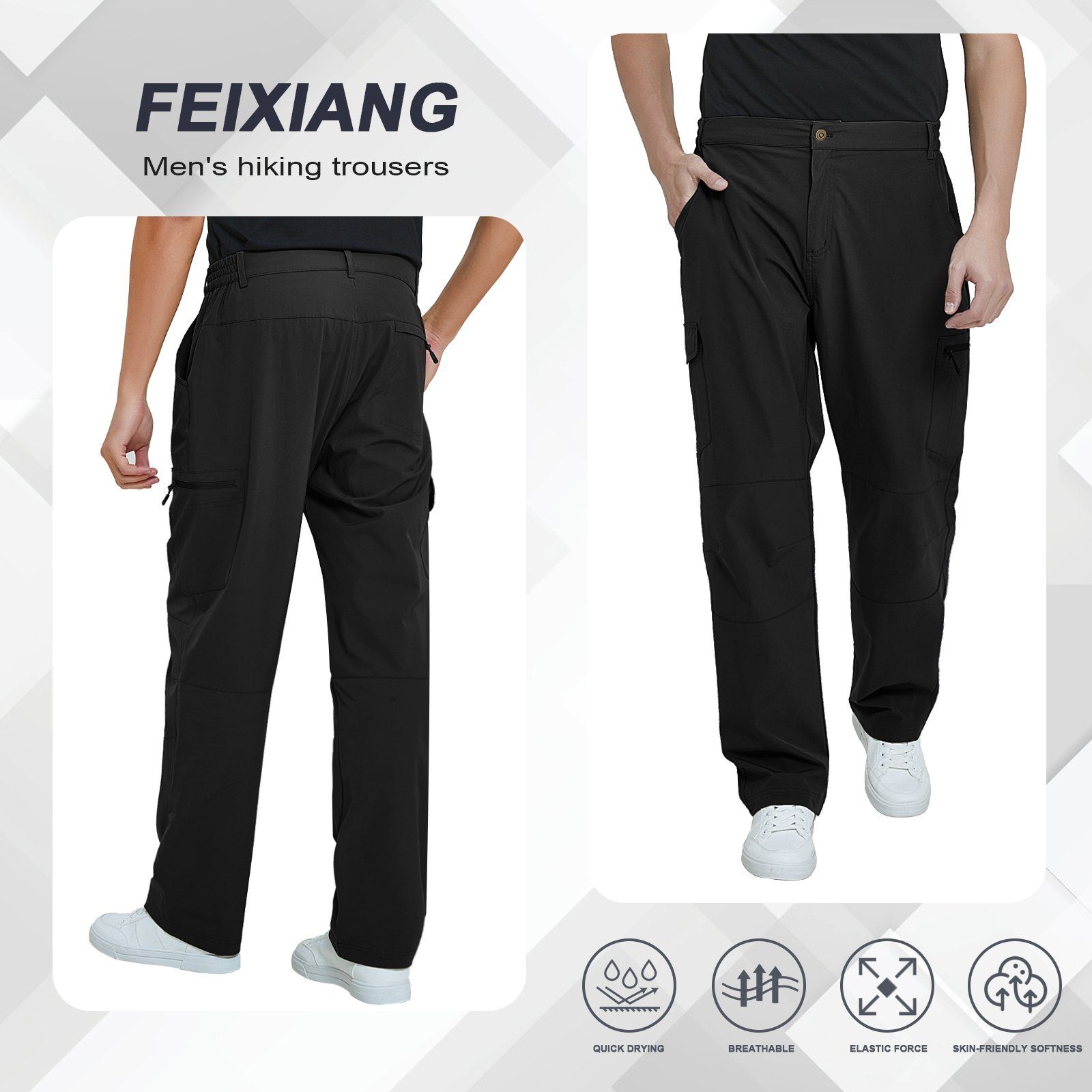 MEETYOO Outdoorhose Herren Softshellhose (Wanderhose,Bergsteigerhosen,Cargohose, Wandern, Camping, Jagd, Klettern, Angeln, Paintball, Armee-Training) atmungsaktiv, Wasserdicht, Mehrfachtaschen, Dehnbar