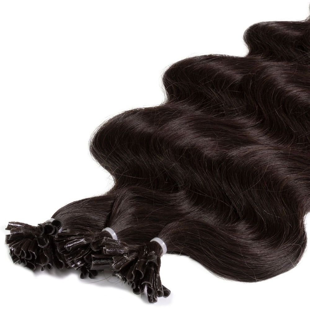 hair2heart Extensions à chaud Bonding Premium cheveux naturels #2 Marron foncé 0.5g extensions