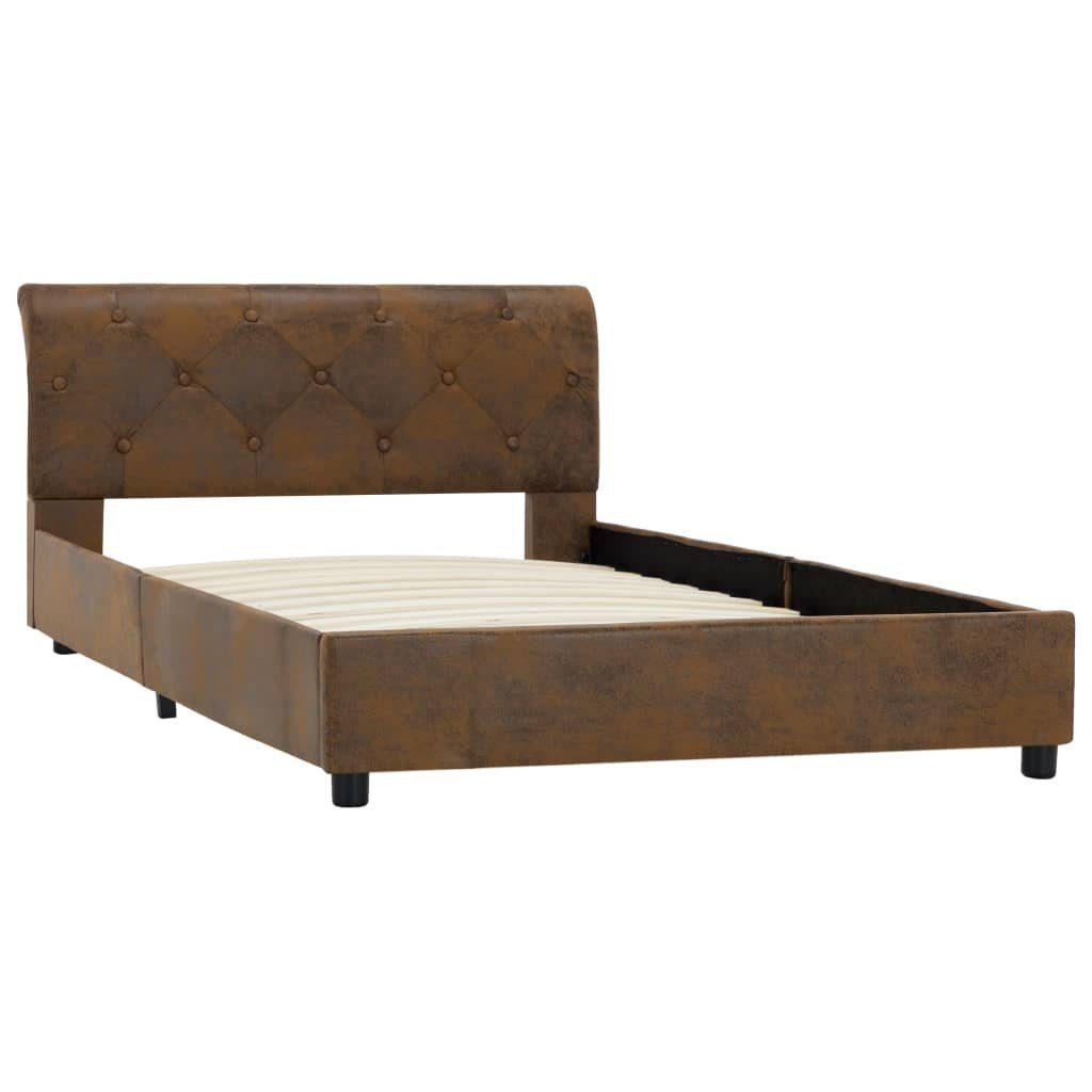vidaXL Bett Bettgestell Braun Wildleder-Optik 100 x 200 cm