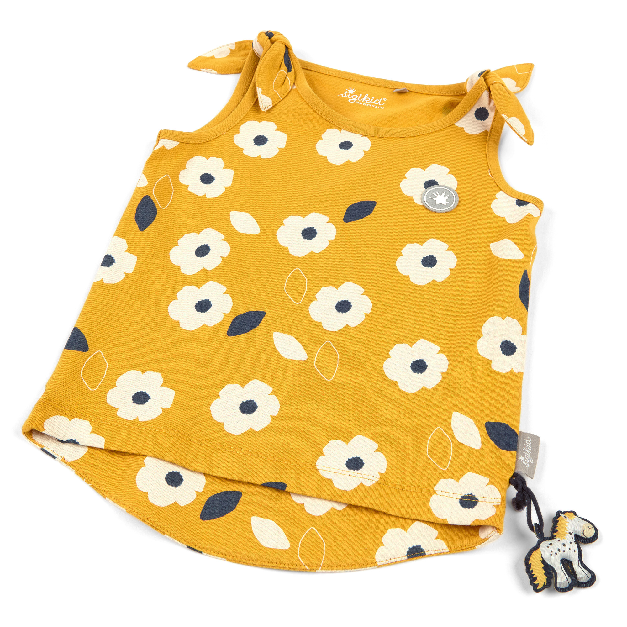 Gelbes Sommertop mit Blümchen Print