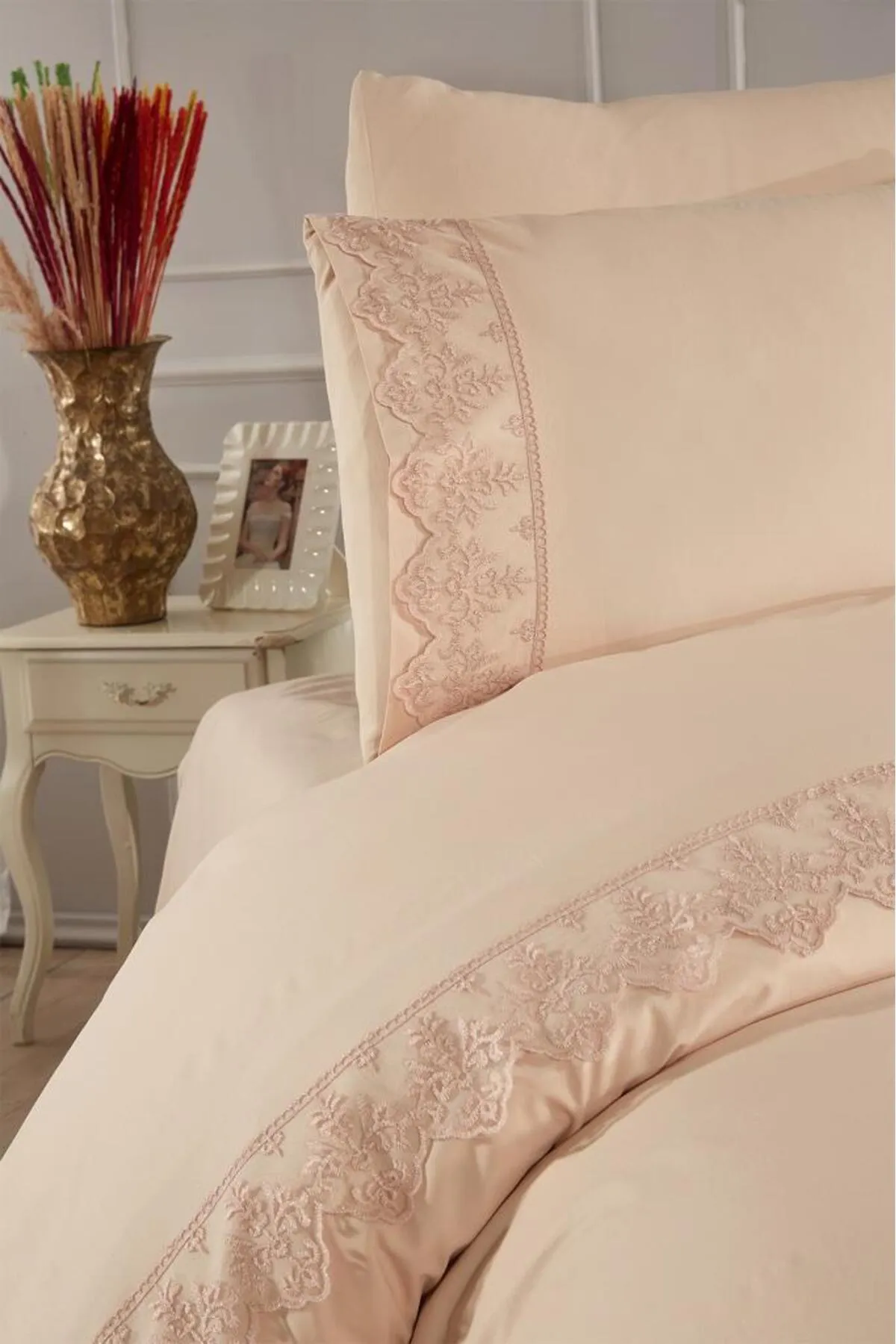 Çeyiz Diyarı  Bettwäsche Doppelbett - Braun - Gestreift