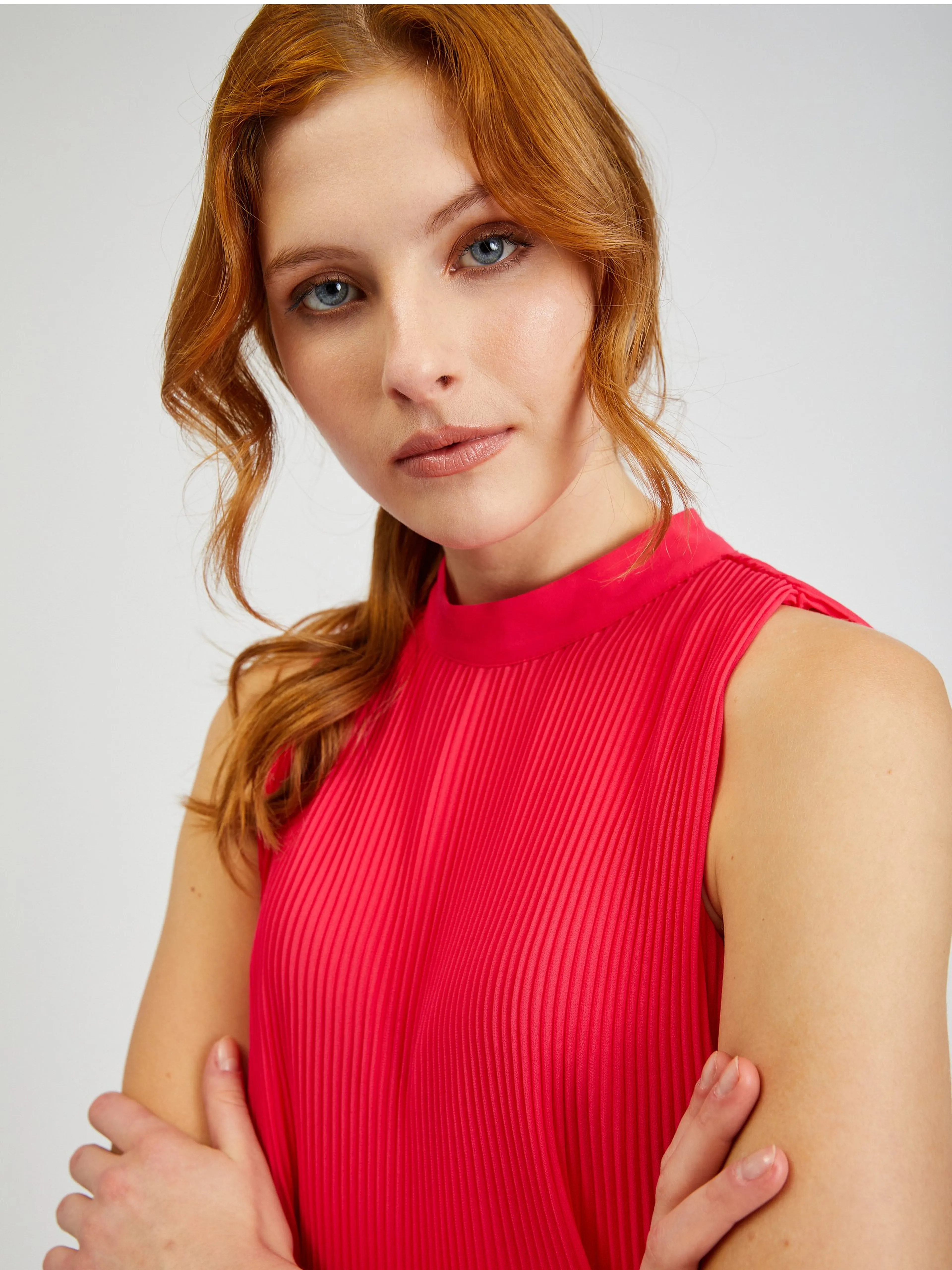 Dunkelrosa Damen-Faltenbluse ORSAY