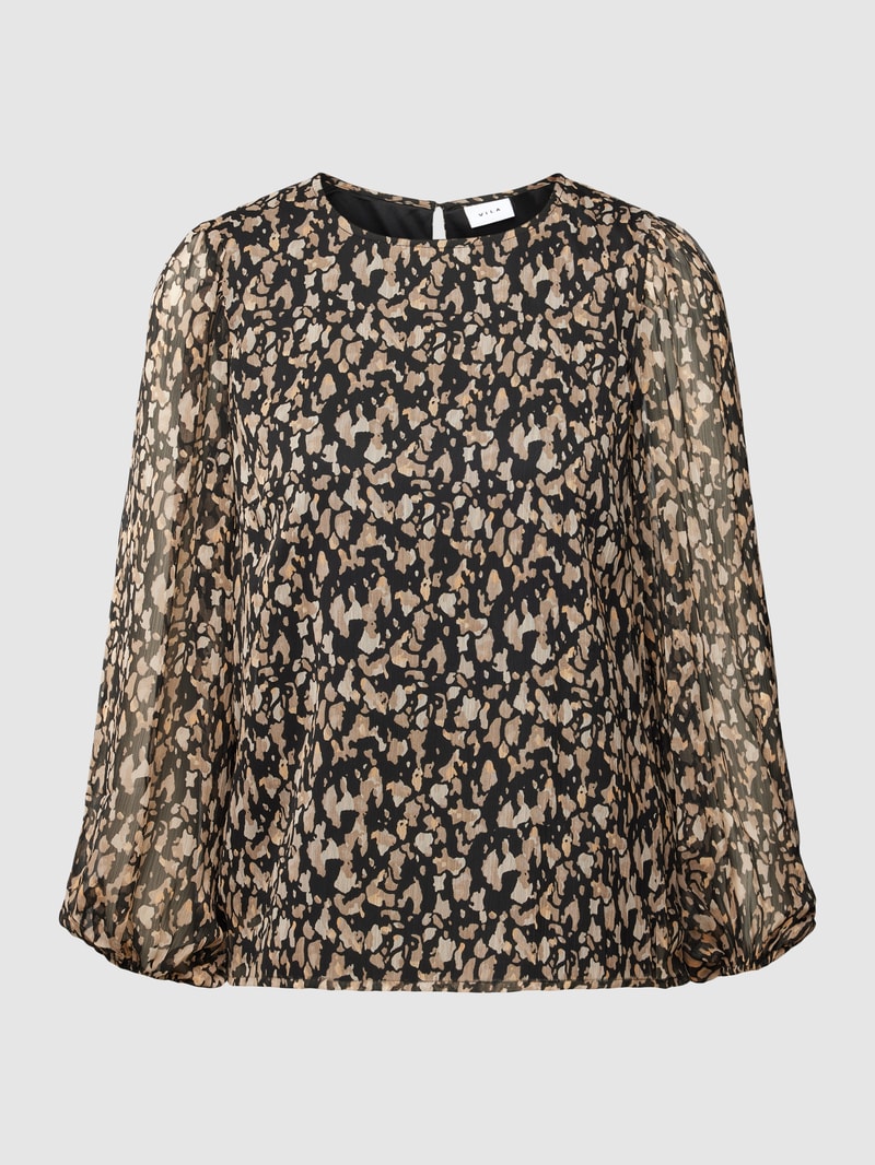 Bluse mit Rundhalsausschnitt Modell 'FALIA' in schwarz