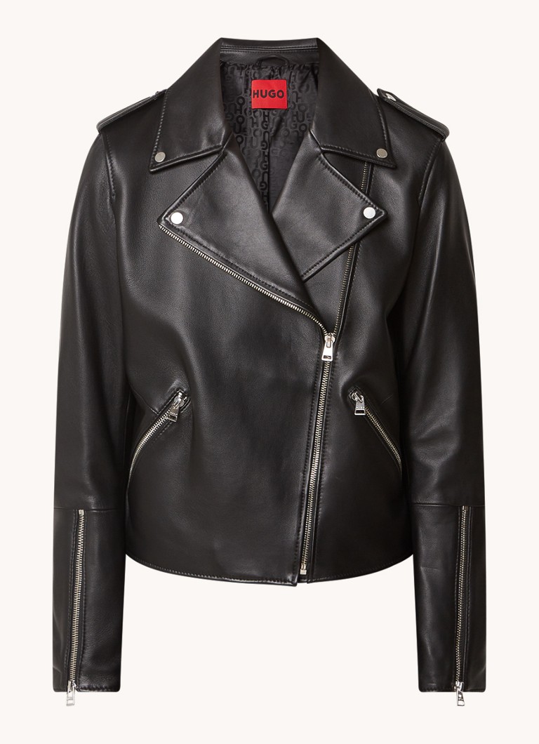 HUGO BOSS Lujana sheepskin biker jacket with zip pockets