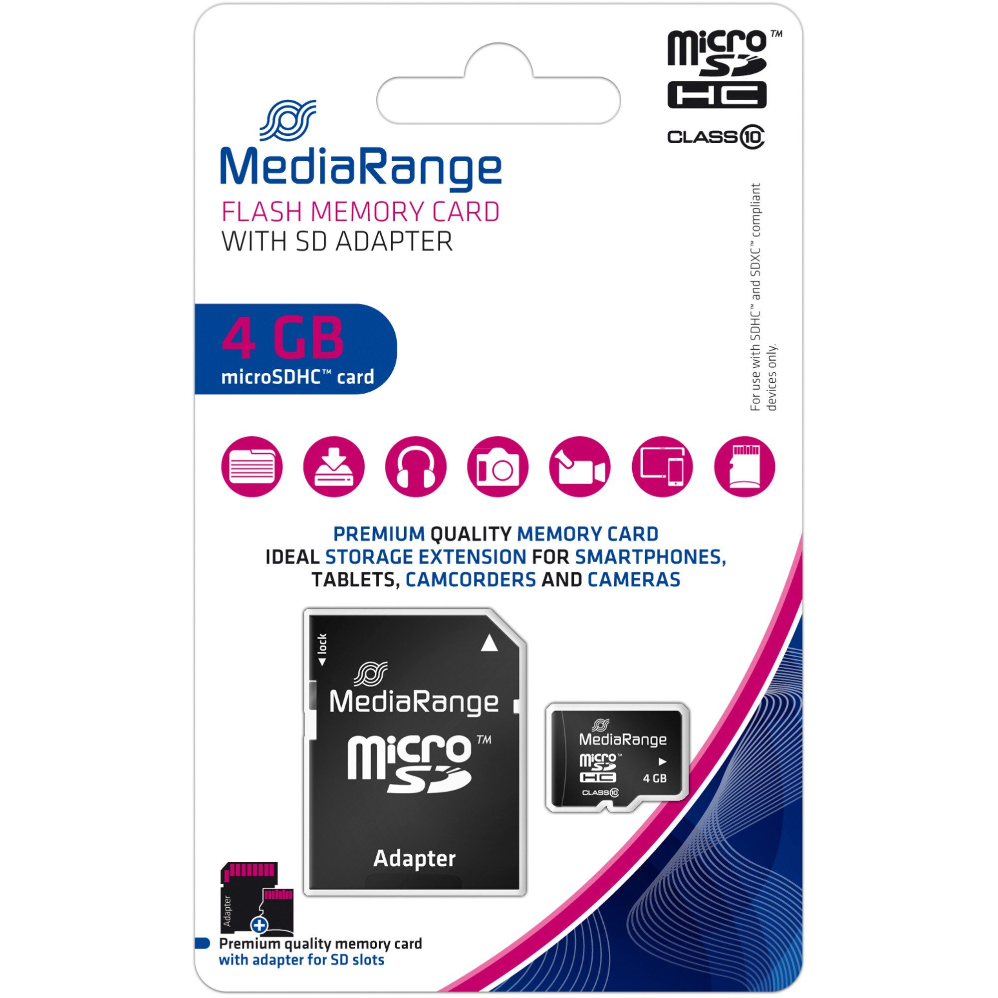 Mediarange MediaRange 4 GB microSDHC, Speicherkarte, (Class Speicherkarte (4 GB GB)