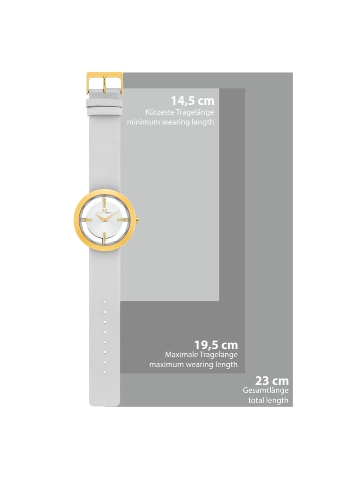 Rhodenwald & Söhne Damen Quarzuhr gelbgold Echtleder creme-weiß in creme-weiß günstig kaufen 18 cm