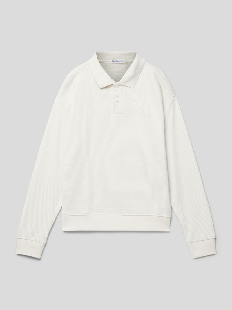 Longsleeve mit Polokragen in ecru