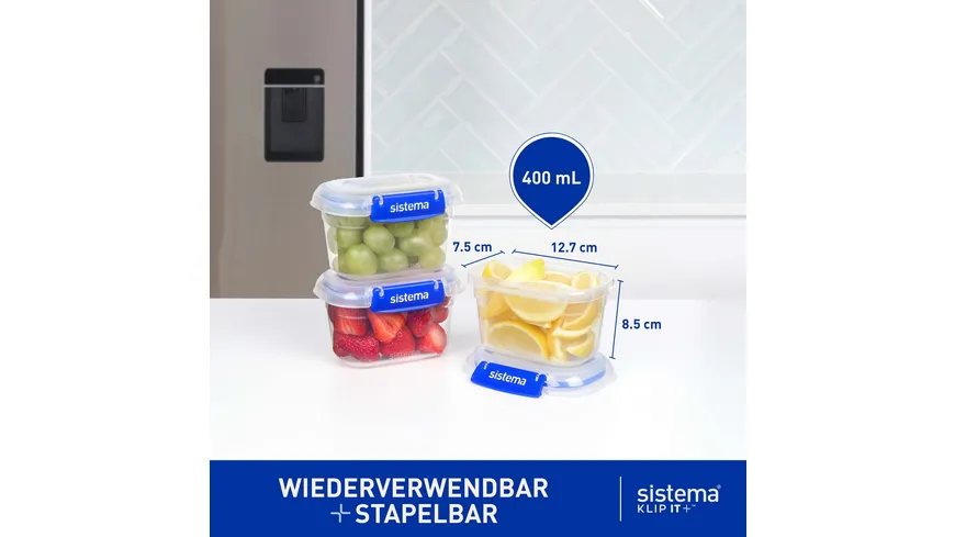 sistema Lunchbox Rectangle Klip IT 400ml 3er Pack