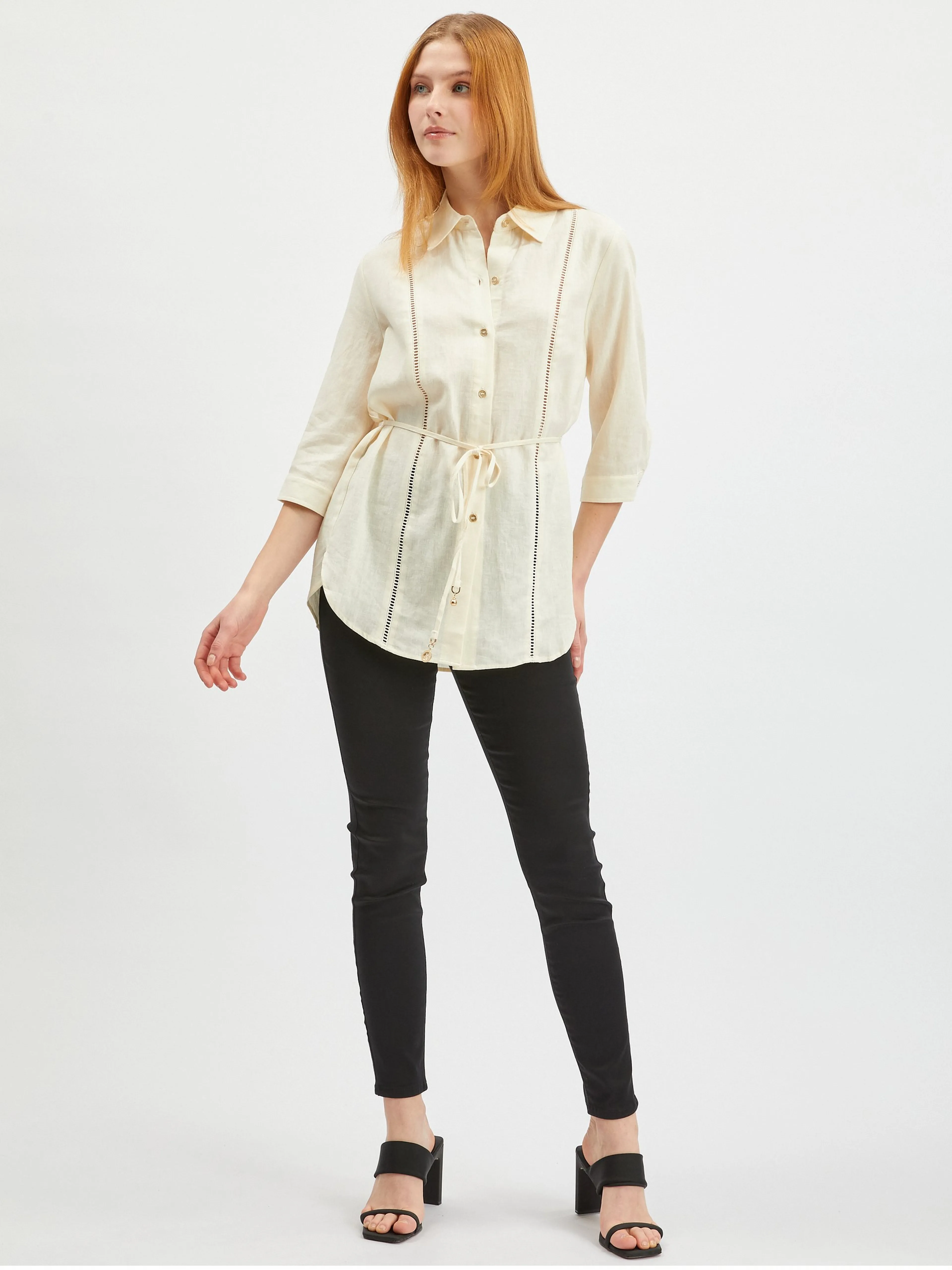Cremefarbene Damen-Leinenbluse ORSAY